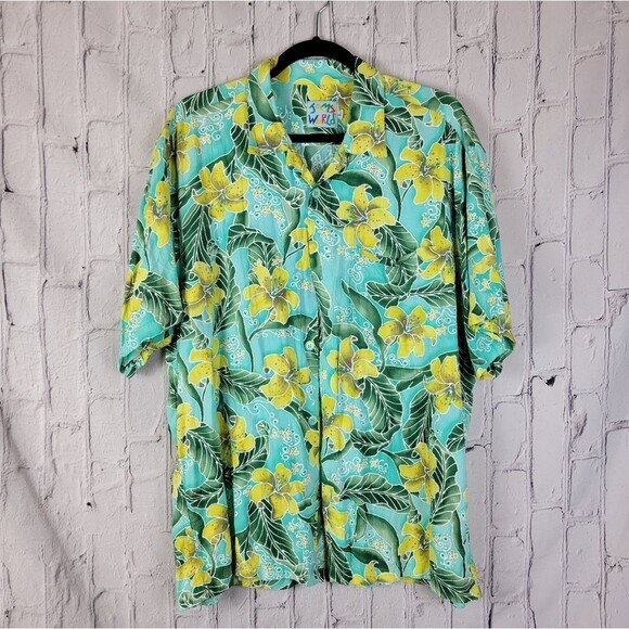 Jams World tigrus Hawaiian floral print button front short sleeve shirt top - Picture 2 of 7